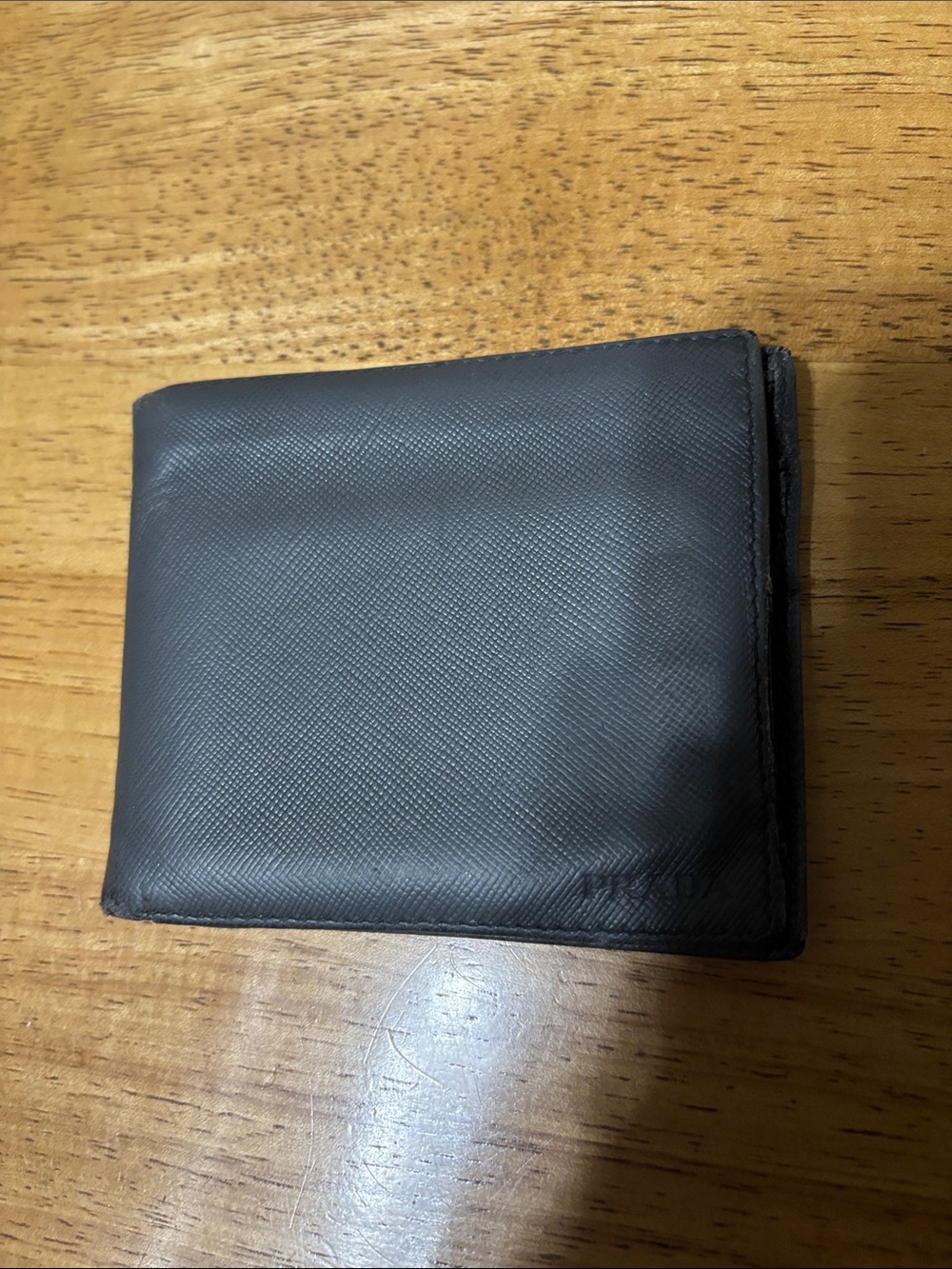 Prada Gray Textured Leather Money Wallet
